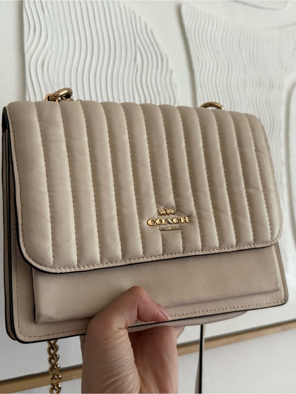 COACH klare crossbody white quilted